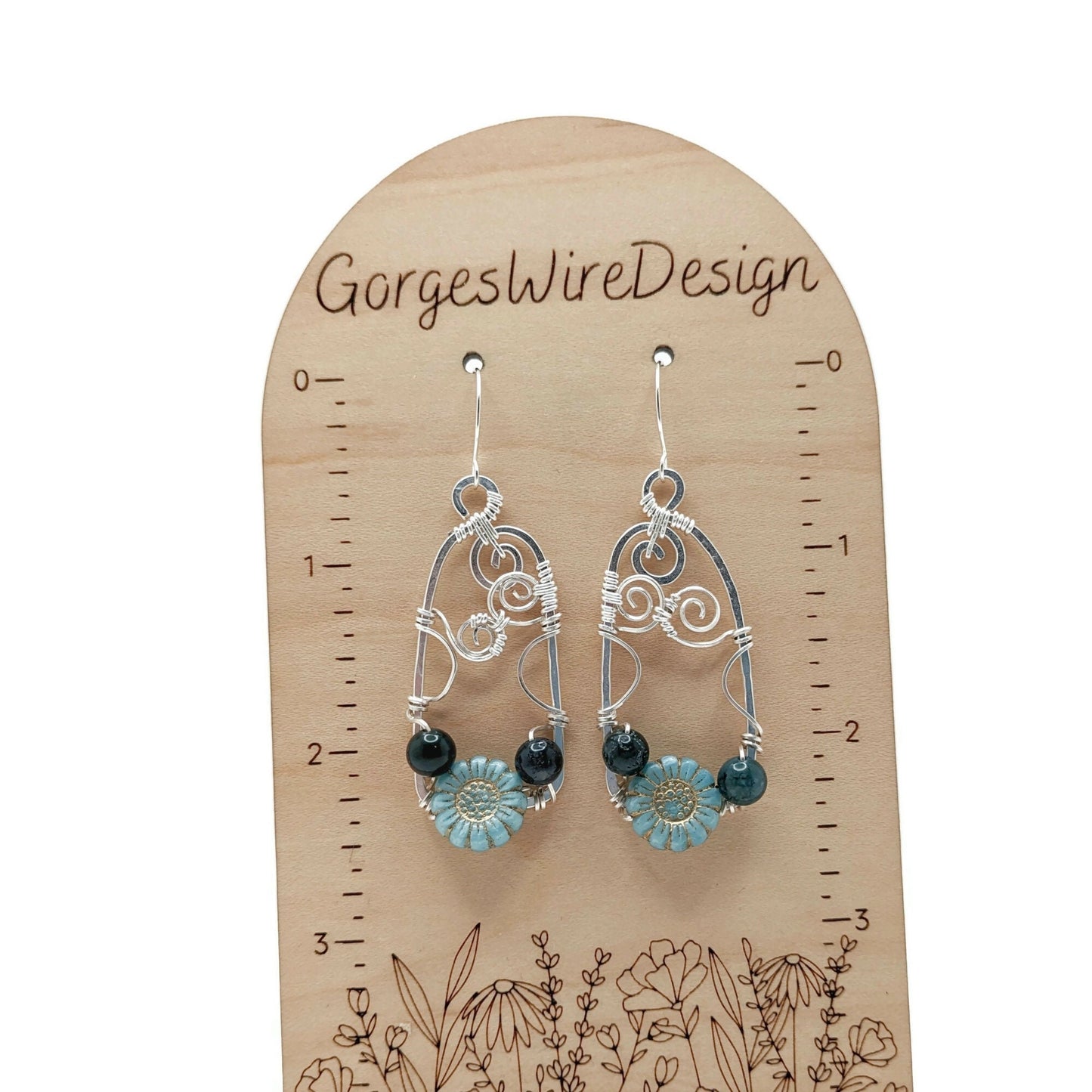 Whimsical Fairy Earrings, Blue Wildflower Dangle Drop Earrings, Spring Earrings Gift Idea, for Mom, for Mothers Day