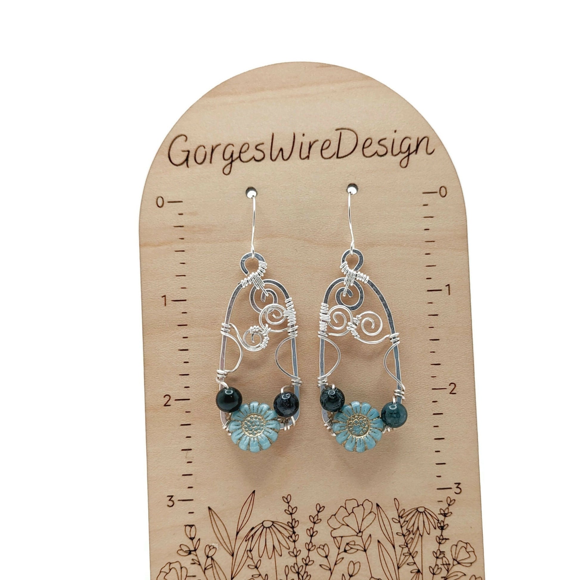 Whimsical Fairy Earrings, Blue Wildflower Dangle Drop Earrings, Spring Earrings Gift Idea, for Mom, for Mothers Day