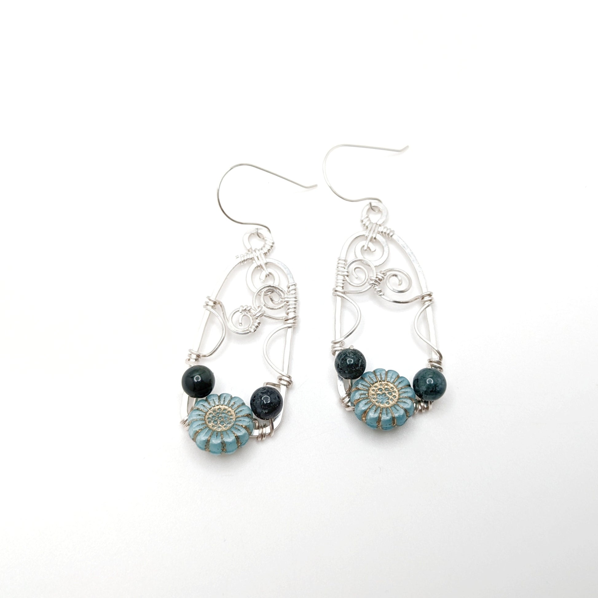 Whimsical Fairy Earrings, Blue Wildflower Dangle Drop Earrings, Spring Earrings Gift Idea, for Mom, for Mothers Day