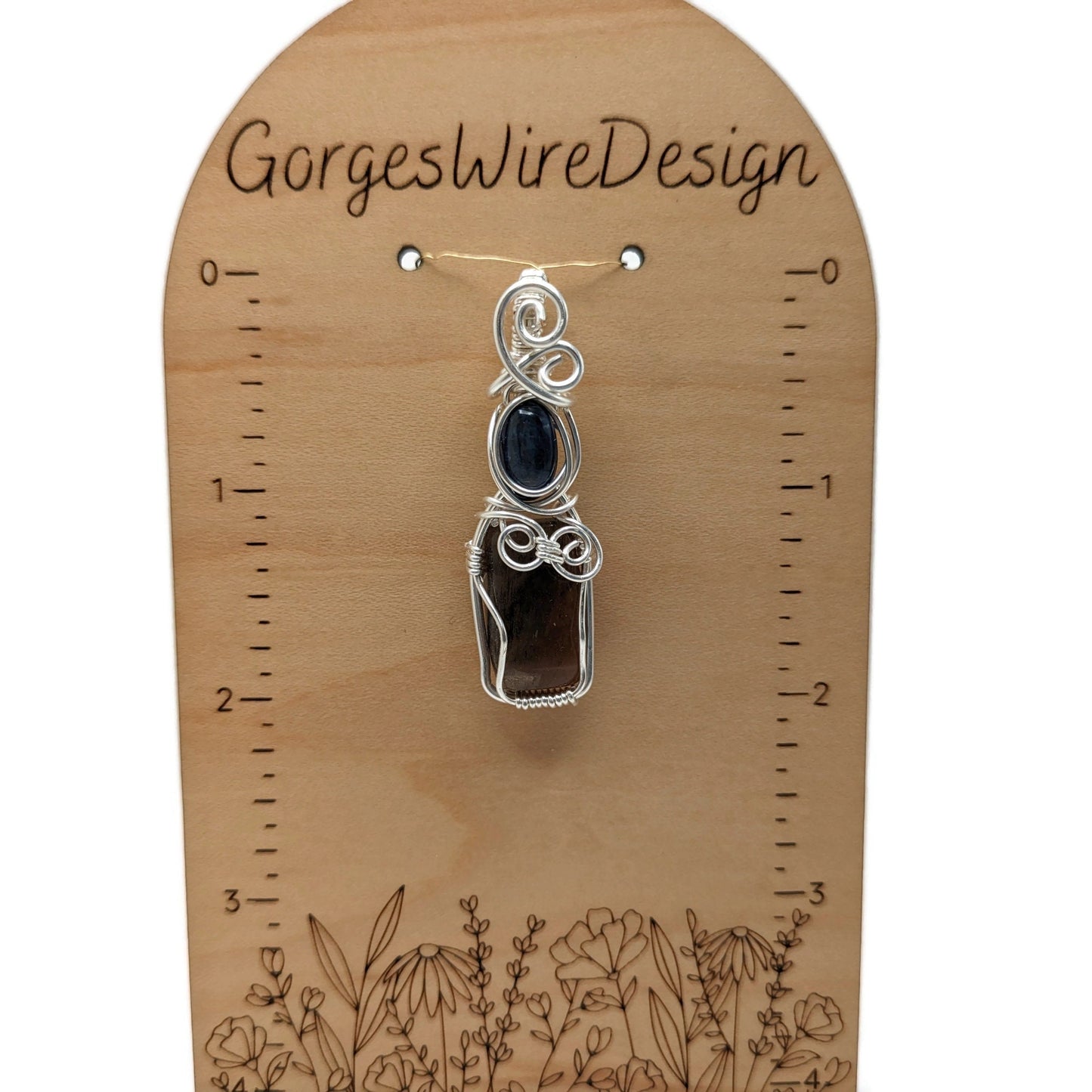 Sunstone and Kyanite Pendant in Silver, Silver Gemstone Jewelry Gift Idea, for Midsummer, for September Birthday