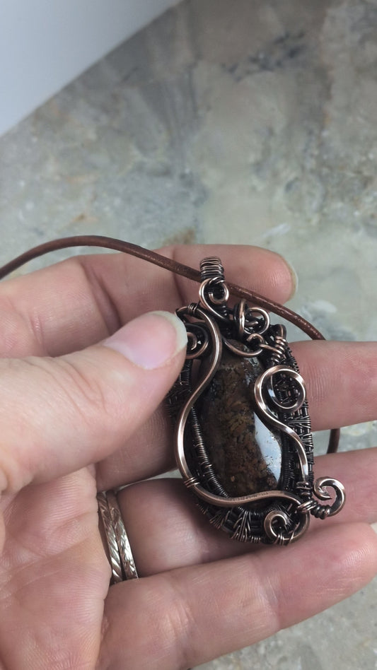 Swirling Red Sands: Scenic Moss Agate in Copper
