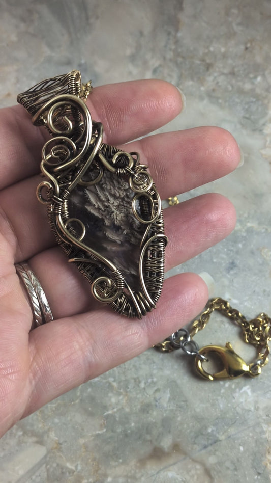 Shifting Sands: Purple Moss Agate in Brass