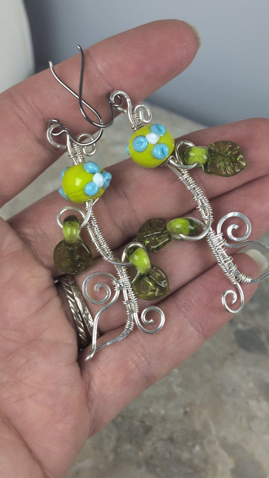 Green Leaf Ivy Earrings