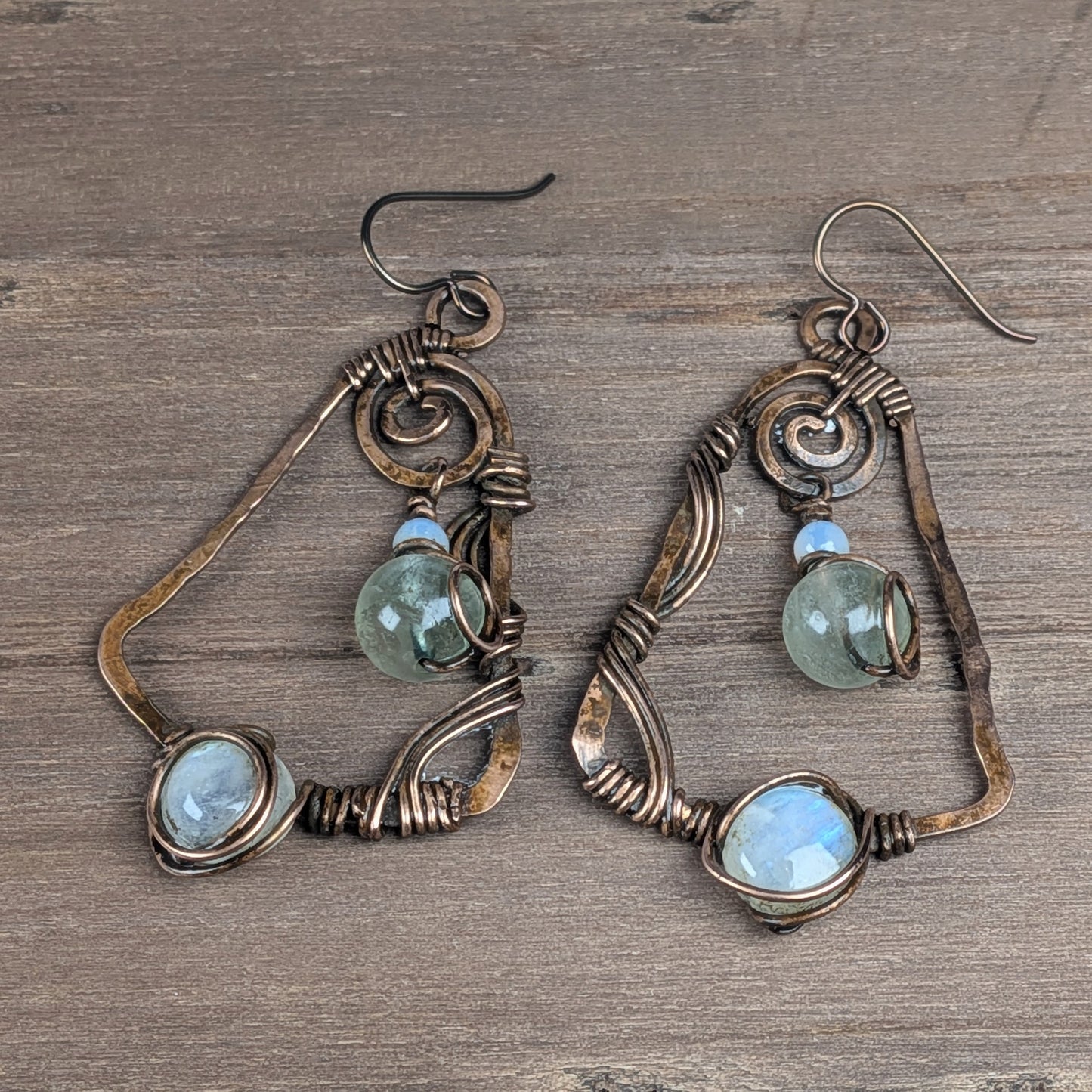 Rainbow Moonstone Dangle Earrings