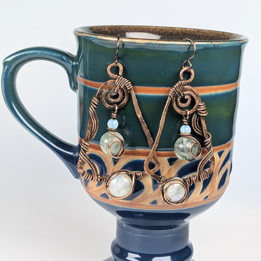 Rainbow Moonstone Dangle Earrings