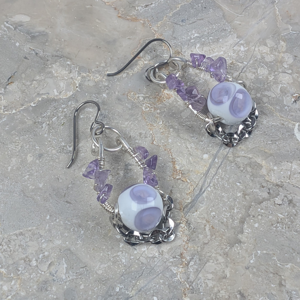 Purple Dangle Earrings with Amethyst