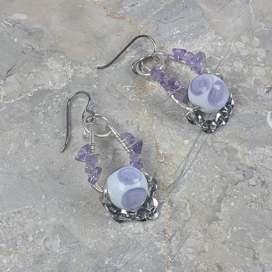 Purple Dangle Earrings with Amethyst