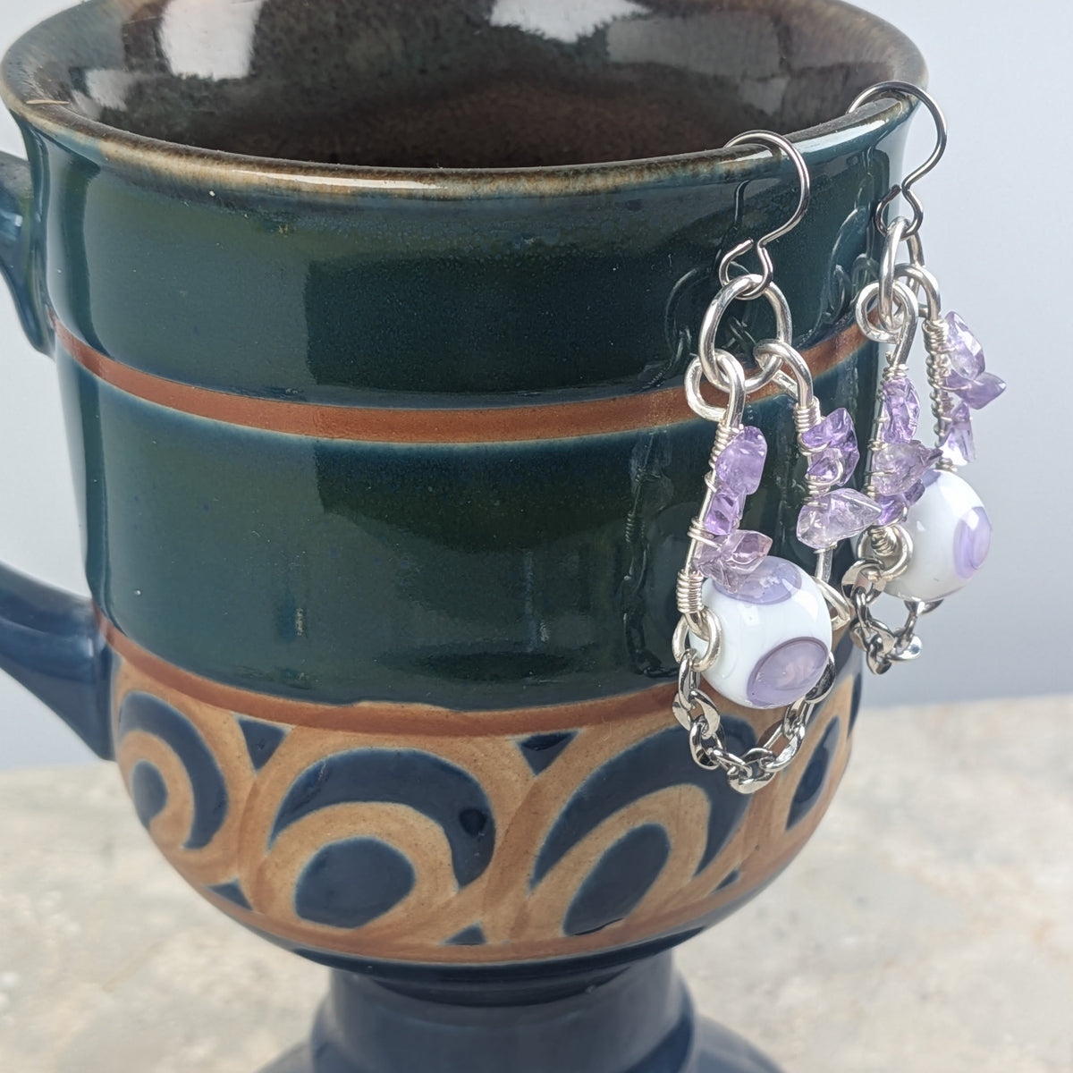 Purple Dangle Earrings with Amethyst