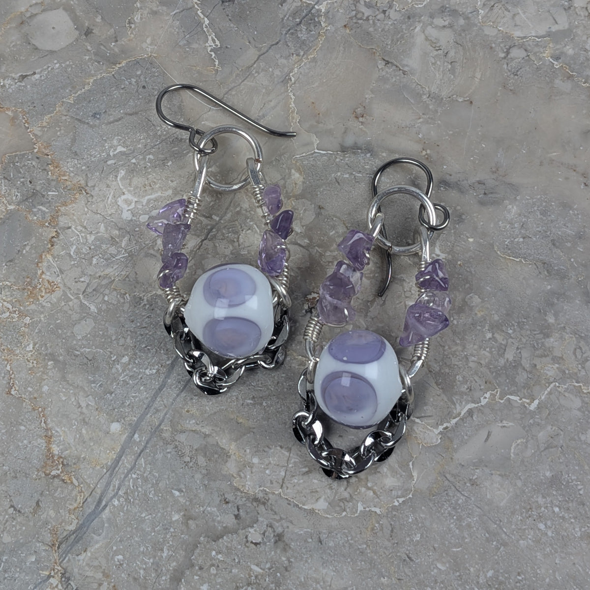 Purple Dangle Earrings with Amethyst
