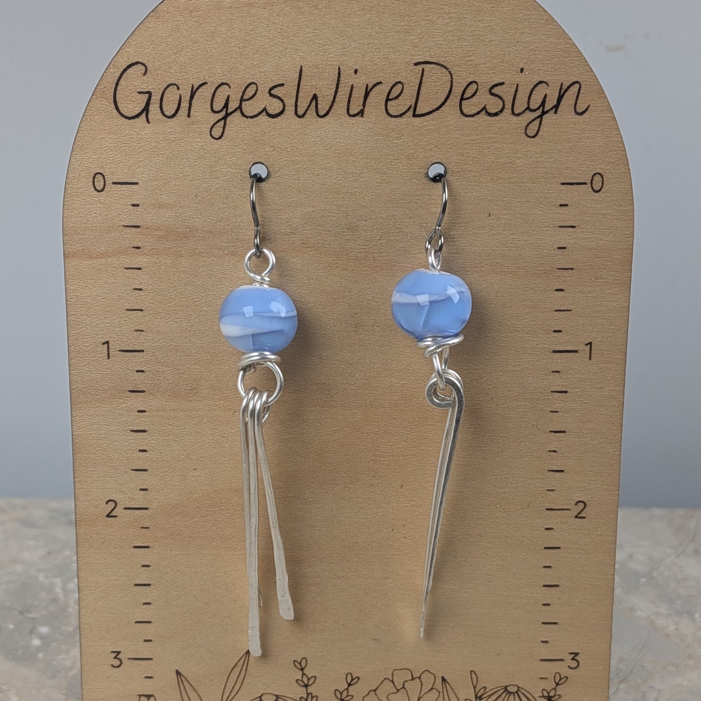 Baby Blue Silver Fringe Earrings