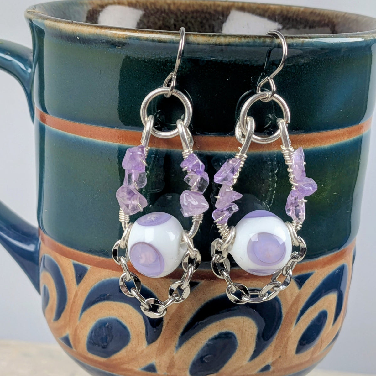 Purple Dangle Earrings with Amethyst