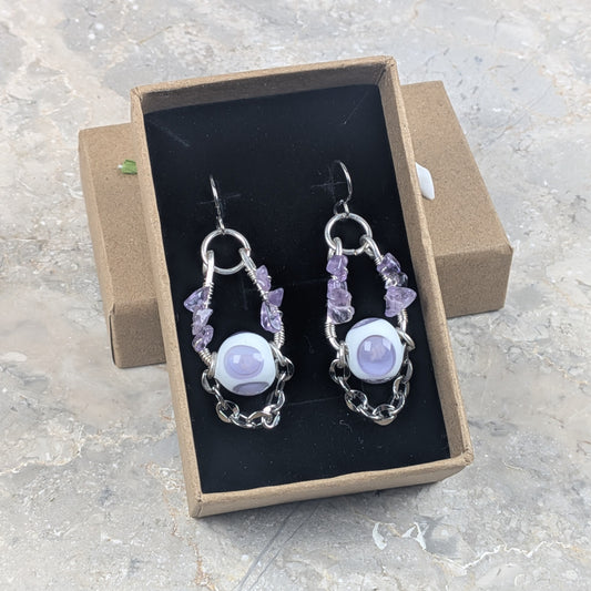 Purple Dangle Earrings with Amethyst